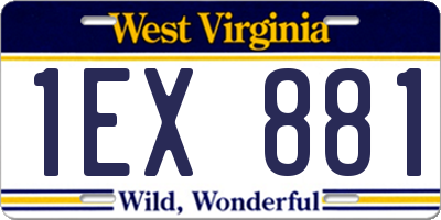 WV license plate 1EX881