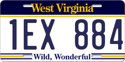 WV license plate 1EX884