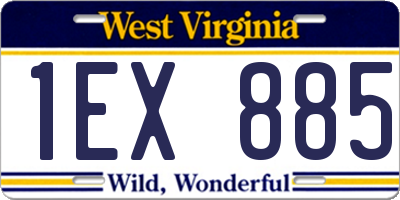 WV license plate 1EX885