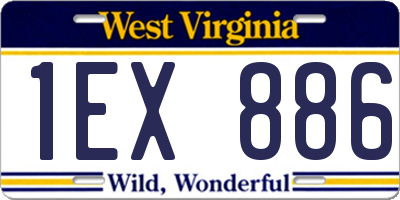 WV license plate 1EX886