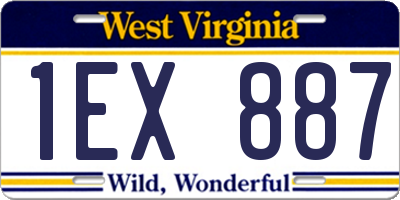 WV license plate 1EX887