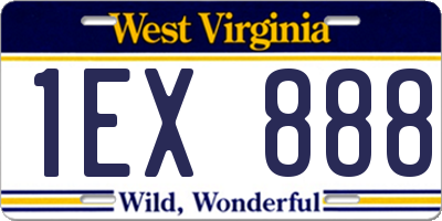 WV license plate 1EX888