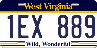 WV license plate 1EX889