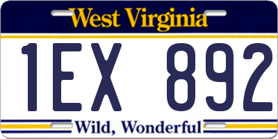 WV license plate 1EX892