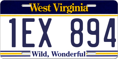 WV license plate 1EX894