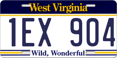 WV license plate 1EX904