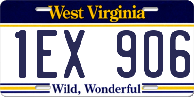 WV license plate 1EX906