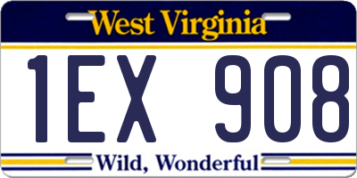 WV license plate 1EX908