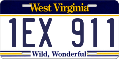 WV license plate 1EX911