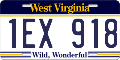 WV license plate 1EX918