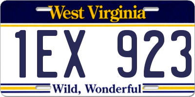 WV license plate 1EX923