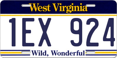 WV license plate 1EX924