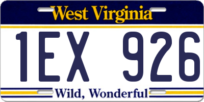 WV license plate 1EX926