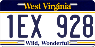 WV license plate 1EX928