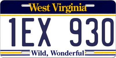 WV license plate 1EX930