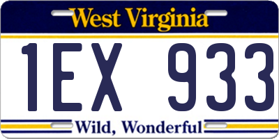 WV license plate 1EX933