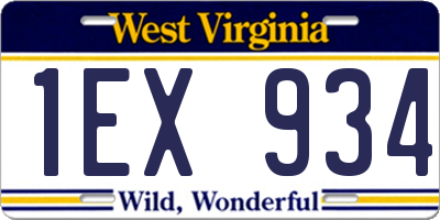 WV license plate 1EX934