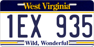 WV license plate 1EX935