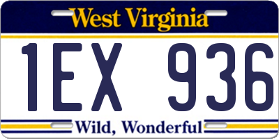 WV license plate 1EX936