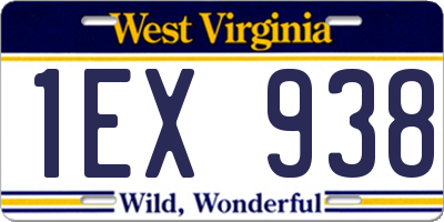 WV license plate 1EX938