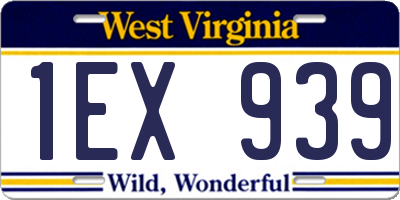 WV license plate 1EX939