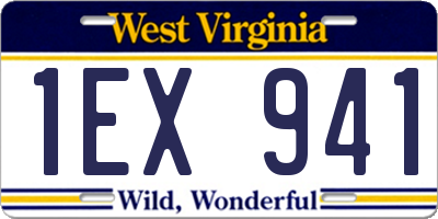 WV license plate 1EX941