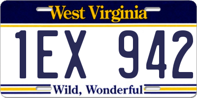 WV license plate 1EX942
