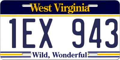 WV license plate 1EX943