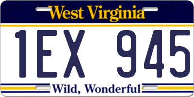 WV license plate 1EX945