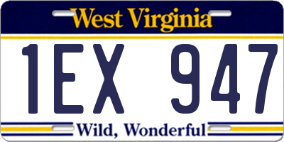 WV license plate 1EX947