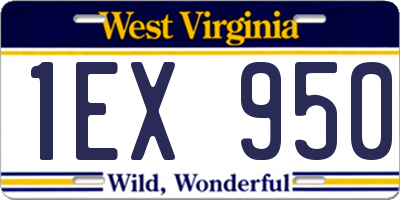 WV license plate 1EX950