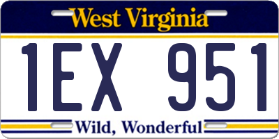 WV license plate 1EX951