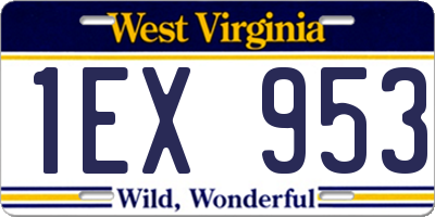 WV license plate 1EX953