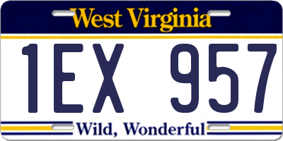 WV license plate 1EX957