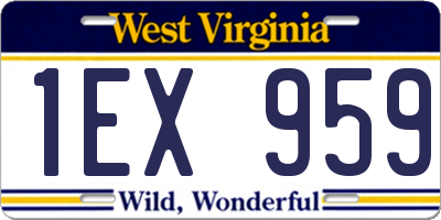 WV license plate 1EX959
