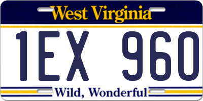 WV license plate 1EX960