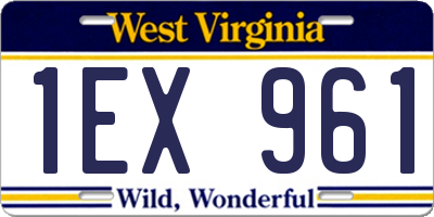 WV license plate 1EX961
