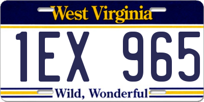 WV license plate 1EX965