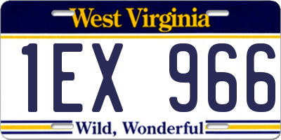 WV license plate 1EX966