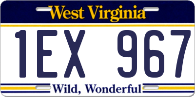 WV license plate 1EX967