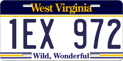 WV license plate 1EX972