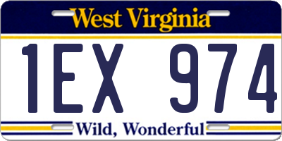 WV license plate 1EX974