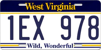 WV license plate 1EX978