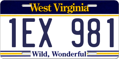 WV license plate 1EX981