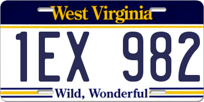 WV license plate 1EX982