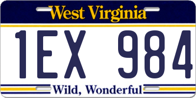 WV license plate 1EX984