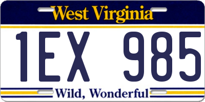 WV license plate 1EX985