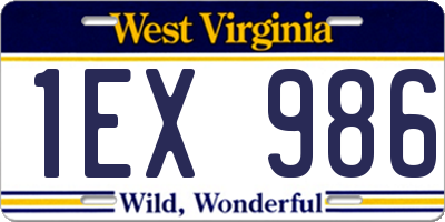 WV license plate 1EX986