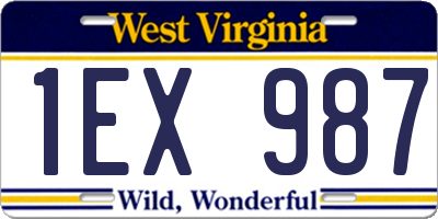 WV license plate 1EX987