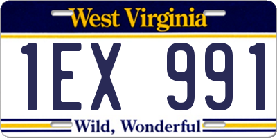 WV license plate 1EX991